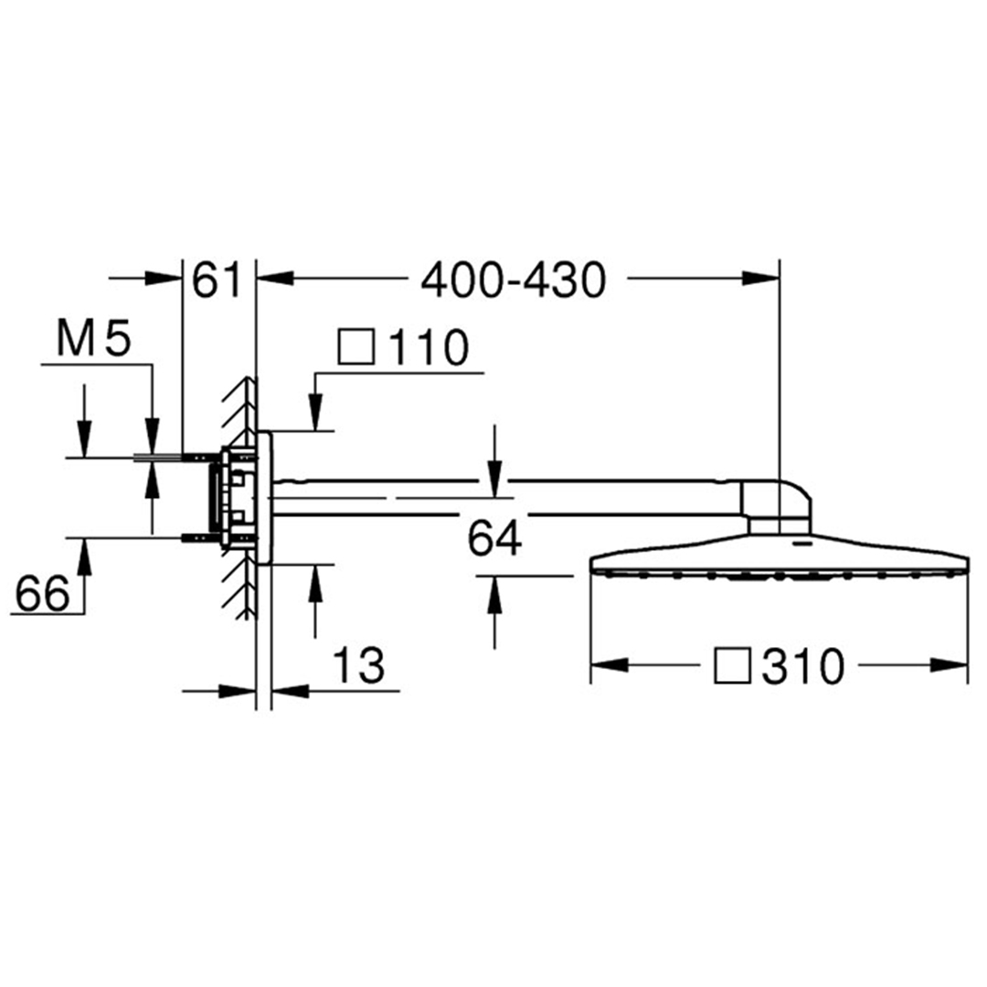 Shower set 430 mm, 2 jets Grohe Rainshower SmartActive 310 Cube 26479AL0 – Grohe 11.8.35.0003 – снимка 1